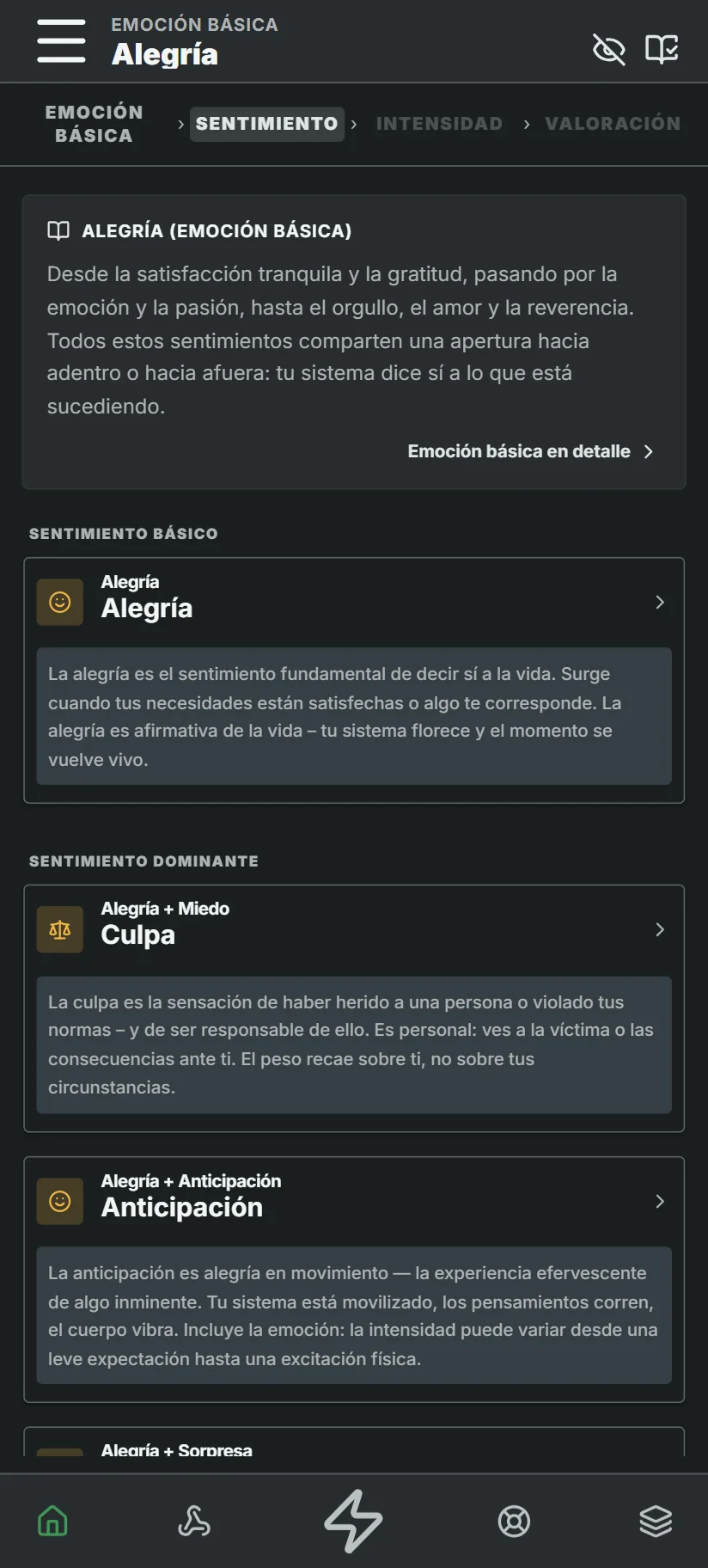 Selección de emoción
