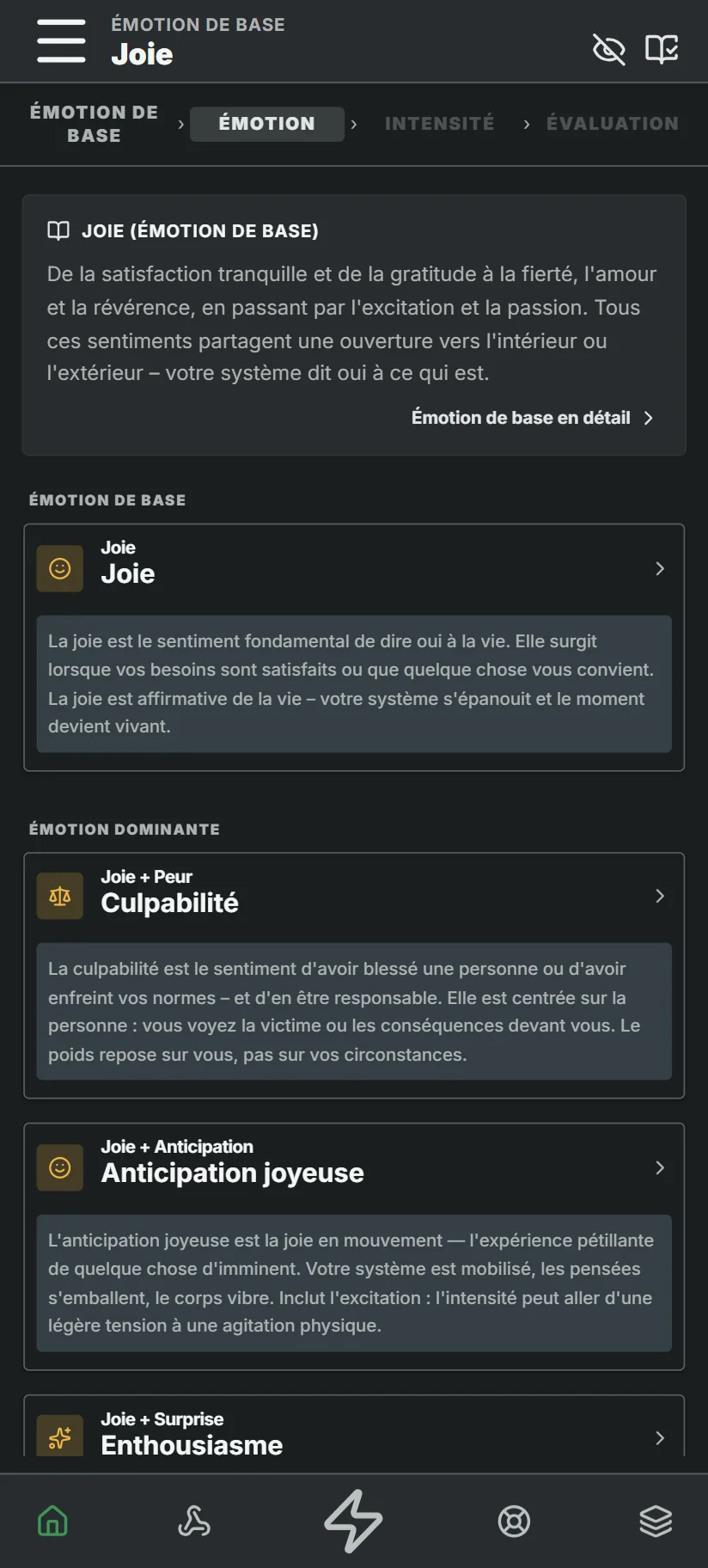 Sélection d'émotion
